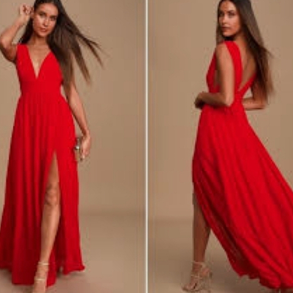 Lulu's Vibrant Red Maxi Dress - Picture 2 of 7